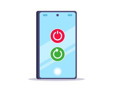 icon to restart or turn off the smartphone. flat vector illustration.のイラスト素材