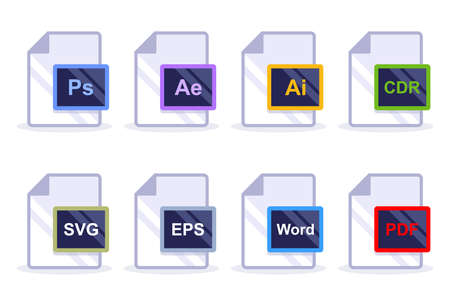 set of different image formats. preservation of documents. flat vector illustration.のイラスト素材