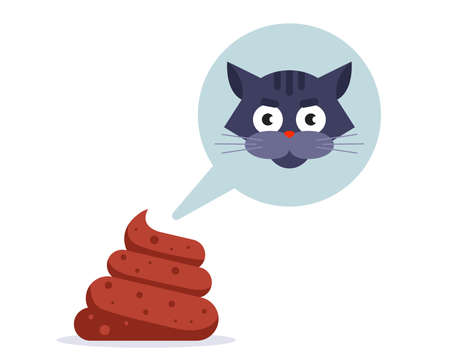 smelly cat feces. animal poop. flat vector illustration.のイラスト素材