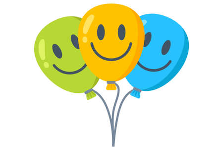 three smiling balloons. holiday decoration. flat vector illustration.のイラスト素材