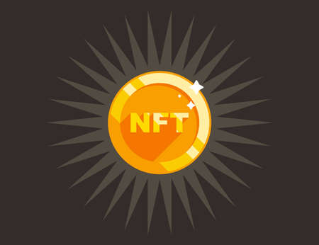 nft gold coin. collecting digital art. flat vector illustration.のイラスト素材