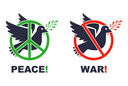 peace dove icon. stop war. military action icon. flat vector illustration.のイラスト素材