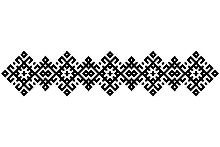 ancient slavic embroidery pattern. square seamless rhombuses. flat vector illustration.のイラスト素材