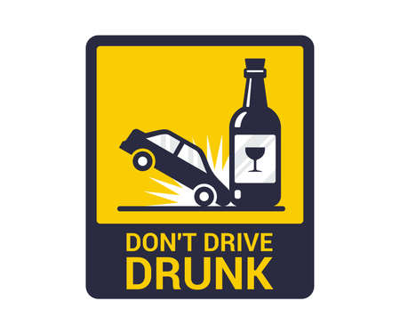 accident drunk driver. poster driving intoxicated. flat vector illustration.のイラスト素材