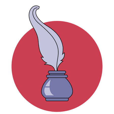 pen and inkwell icon for writing. flat vector illustration.のイラスト素材