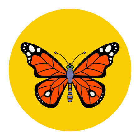 orange realistic butterfly. spring insect. flat vector illustration.のイラスト素材