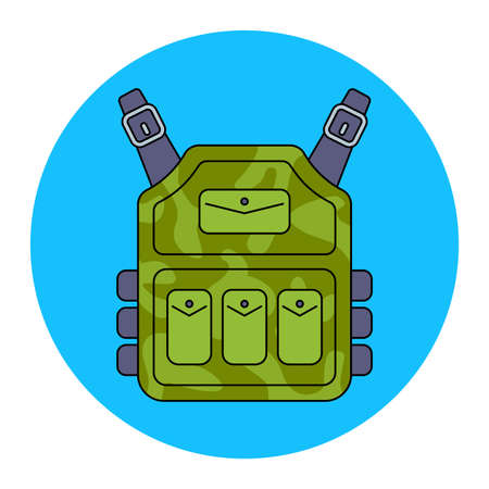 green military bulletproof vest for protection from bullets. flat vector illustration.のイラスト素材