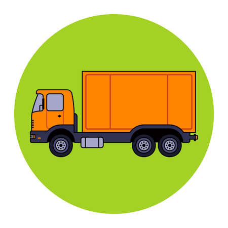 big orange delivery truck. flat vector illustration.のイラスト素材