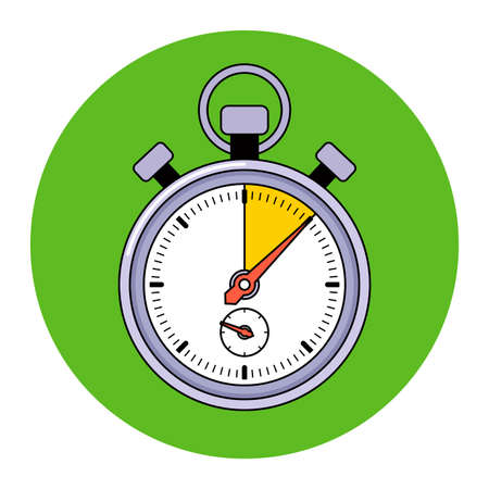 Iron stopwatch counts time. catch up in time. flat vector illustrationのイラスト素材
