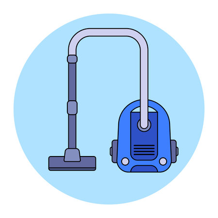 blue vacuum cleaner for cleaning the apartment. flat vector illustration.のイラスト素材