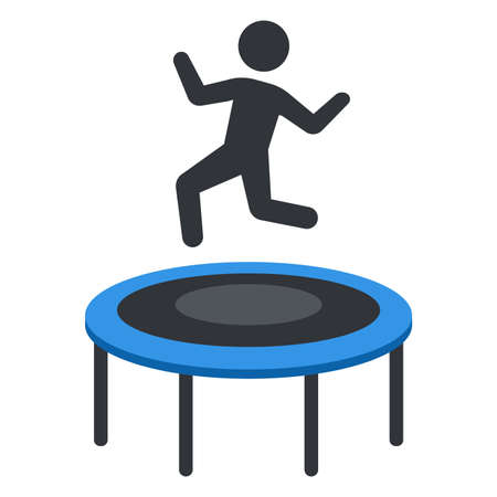 Trampoline Icon With Jumping Person Flat Vector Illustration のイラスト素材 イメージマート