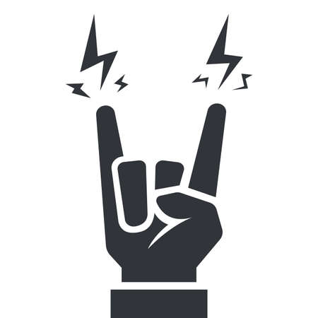 black icon hand gesture at rock concert. flat vector illustration.のイラスト素材