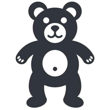 black teddy bear icon. big children toy. flat vector illustration.のイラスト素材