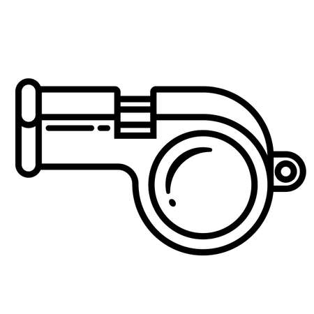 black linear icon of whistle for football referee. flat vector illustrationのイラスト素材