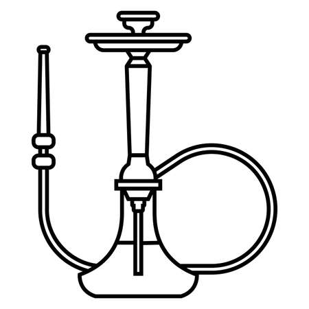 black icon of turkish hookah for smoking. flat vector illustration.のイラスト素材