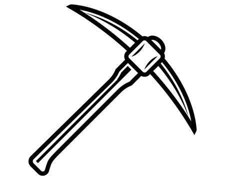 linear icon old pickaxe for resource extraction. working tool in the mine. flat vector illustration.のイラスト素材