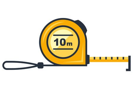 yellow construction tape measure for repairs. flat vector illustration.のイラスト素材