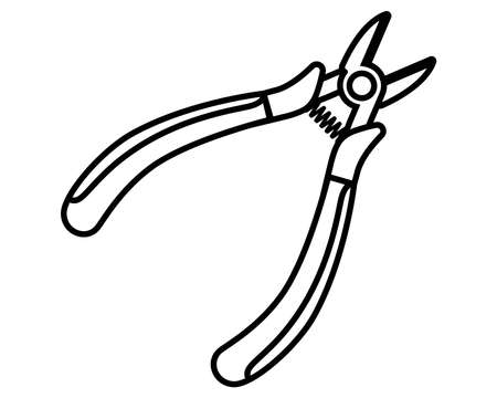 black linear icon construction cable cutting pliers. flat vector illustration.のイラスト素材