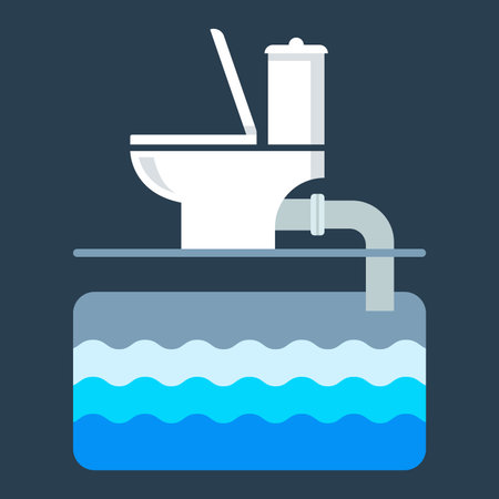 sewerage for a toilet in a private house. plumbing in the house. flat vector illustration.のイラスト素材