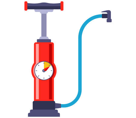 portable bicycle tire inflator. flat vector illustration.のイラスト素材