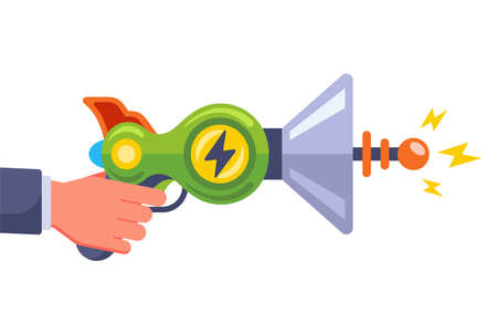 green alien gun. children toy. flat vector illustration.のイラスト素材