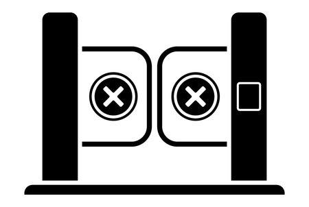 black icon of turnstile for subway entrance. forbidden to enter. flat vector illustration.