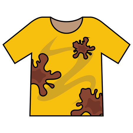 dirty men t-shirt with food stain. sweat stains on clothes. flat vector illustration.のイラスト素材