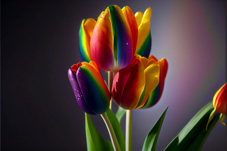 tulips close-up. gradient petals. monophonic background. ai generatedの写真素材