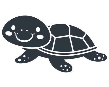 black icon of a kind turtle character. sea animal. flat vector illustrationのイラスト素材