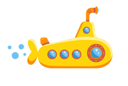 peaceful yellow submarine in the sea. flat vector illustration.のイラスト素材