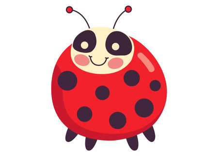 cute character with a muzzle ladybug. flat vector illustrationのイラスト素材