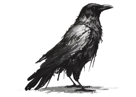 black crow is a bird of prey. flat vector illustration.のイラスト素材