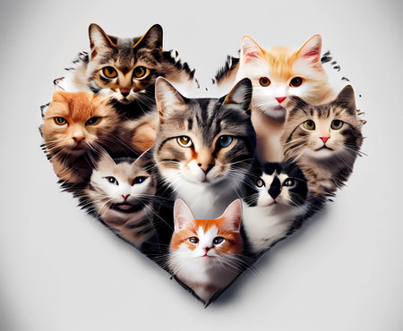 cats are inscribed in the heart. love for cats. ai generatedの素材 [FY310199542235]