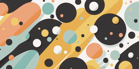 flat bright abstract background from circles and bubbles. ai generatedの写真素材