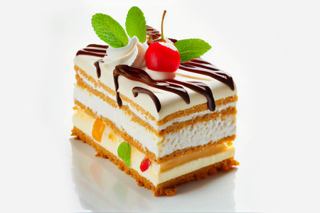 appetizing piece of cake on a white background. ai generated