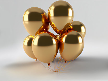 golden balloons on a white background. hall decoration. ai generatedの写真素材