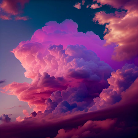 pink clouds in the sky. purple skies. ai generatedの写真素材