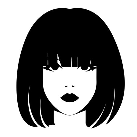 black silhouette of a girl face. woman icon. flat vector illustration.のイラスト素材