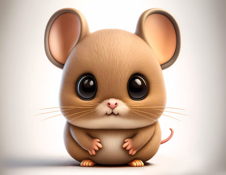 cute little mouse character on white background. ai generatedの素材