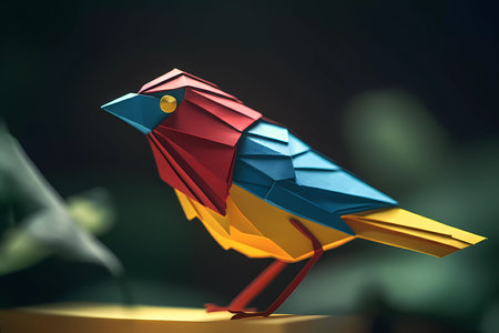 origami bird from colored paper. ai generatedの素材