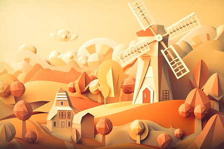 colored paper mill. nature application. ai generatedの素材