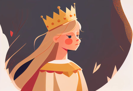 young princess in a golden crown. ai generatedの素材