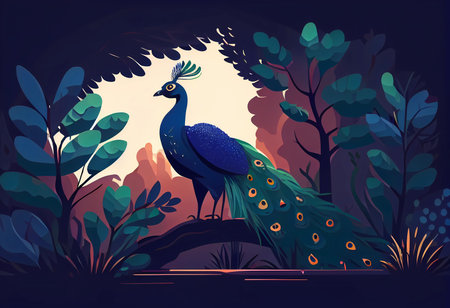beautiful peacock on the background of nature. ai generatedの素材