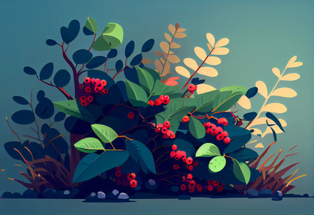 bush of red currant. ripe sour berries. ai generatedの素材