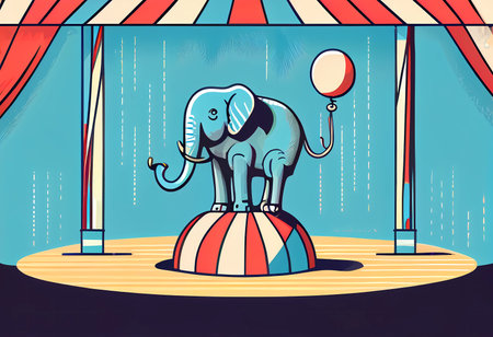 the elephant in the circus performs a trick. ai generatedの素材