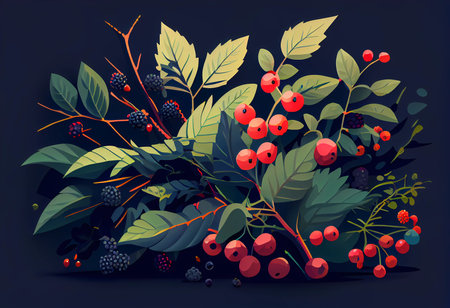 bush of red currant. ripe sour berries. ai generatedの素材