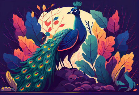 beautiful peacock on the background of nature. ai generatedの素材
