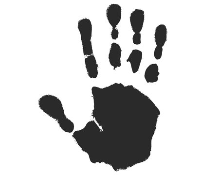black handprint. ink trail. flat vector illustration.のイラスト素材