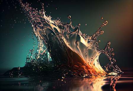 splash of brown water on a dark background. ai generatedの素材