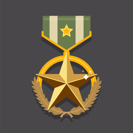 military medal star on a dark background. flat vector illustration.のイラスト素材